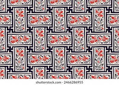 floral frame contemporary batik pattern