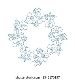 Floral frame contour, vector