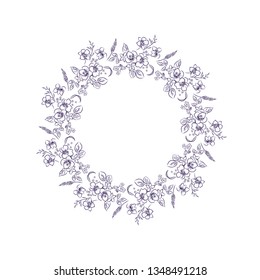 Floral frame contour, vector