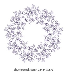 Floral frame contour, vector illustration