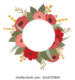 Floral frame with copy space. Hand drawn vector illustration. suitable for wedding, valentine, card, banner, template