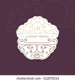 Floral frame with copy space for text. Elegant monogram design. Vector illustration.