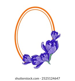 Floral frame with crocus flowers holiday decoration vector illustration	
