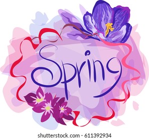 floral frame.the crocuses.spring
