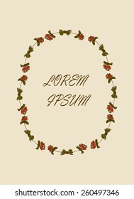 Floral Frame. Cute retro flowers arranged un a shape of the wreath.