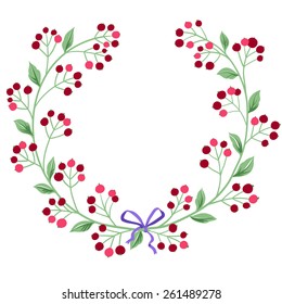 Floral Frame. Cute retro flowers arranged un a shape of the wreath perfect for wedding invitations and birthday cards.