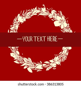 Floral Frame. cute retro flowers arranged un a shape of the wreath perfect for wedding invitations and birthday cards