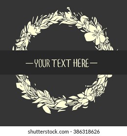 Floral Frame. cute retro flowers arranged un a shape of the wreath perfect for wedding invitations and birthday cards