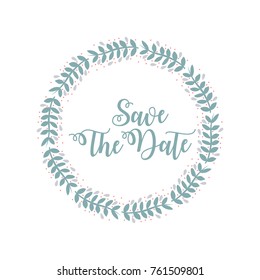 Floral Frame. Cute retro flowers arranged un a shape of the wreath perfect for wedding invitations and birthday cards