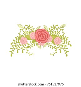 Floral Frame. Cute retro flowers arranged un a shape of the wreath perfect for wedding invitations and birthday cards