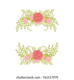 Floral Frame. Cute retro flowers arranged un a shape of the wreath perfect for wedding invitations and birthday cards
