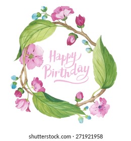 Floral Frame. Cute succulents arranged un a shape of the wreath perfect for wedding invitations and birthday cards. Vector design. Watercolor. Hand painting.
