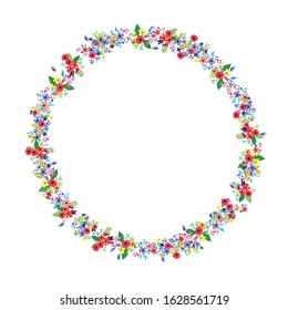 Floral Frame. Cute vector flowers arranged un a shape of the wreath
