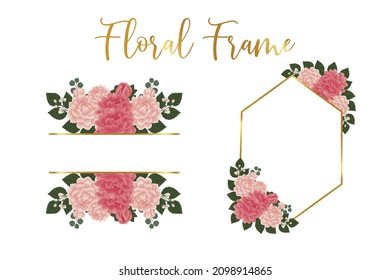 Floral Frame Dahlia Flower Design Template, Digital watercolor hand drawn