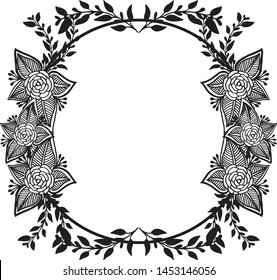 Floral frame with decor of leaf, design wallpaper greeting card, invitation card. Vector