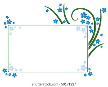 Floral frame decorated with blue forget-me-not blossoms