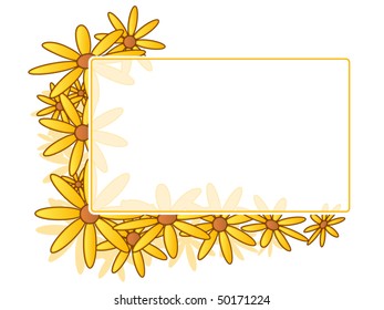 Floral frame decorated with yellow daisy blossoms