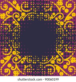 Floral frame for decorating postcards. Vector illustration.