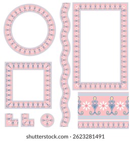 Floral frame for decorating worksheets, pastel abstract border