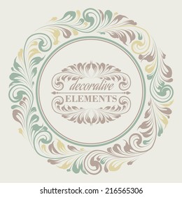 Floral frame with decorative elements. Vector illustration.