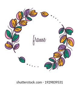 Floral frame decorative wreath doodle line vector 