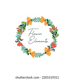 Floral frame design. Frame circle flower for wedding or invitation design. Floral frame