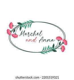 Floral frame design. Frame circle flower for wedding or invitation design. Floral frame