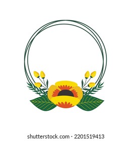 Blumenrahmen-Design. Rahmenkreisblume für Hochzeit oder Einladung. Blumenrahmen
