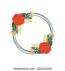 Floral frame design. Frame circle flower for wedding or invitation design. Floral frame