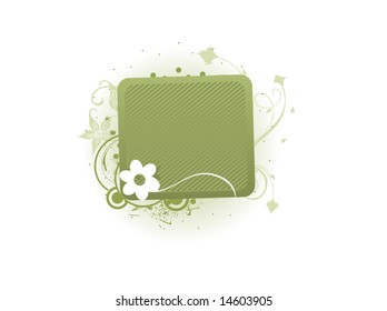 floral frame with design element in gray, vector wallpaper