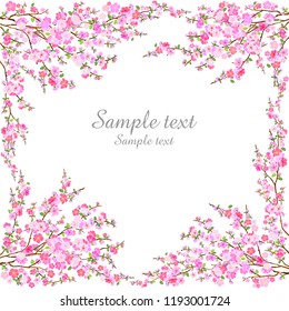 Floral Frame.  Design element isolated on wtite  background. Vector illustration