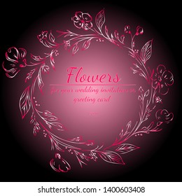 Floral frame design elements for wedding invitation and greeting card. Hand drawn. Line art. Sketch