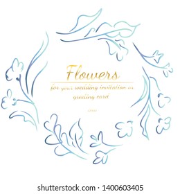 Floral Frame design elements for your wedding invitation and greeting card. Hand drawn vector illustration. Line art. Sketch