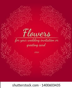 Floral frame design elements for your wedding invitation and greeting card. Hand drawn. Line art. Sketch.