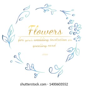 Floral Frame design elements for your wedding invitation and greeting card. Hand drawn vector illustration. Line art. Sketch