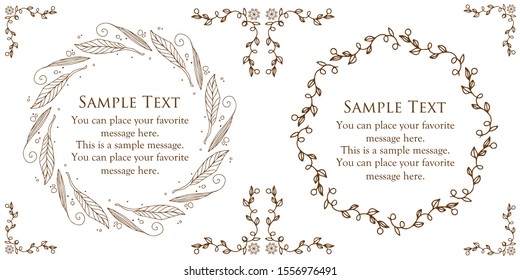 Floral frame design, romantic and curly design material, Easter decoration