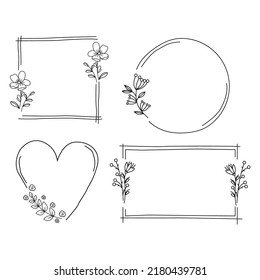 Floral frame design vector On White Background.