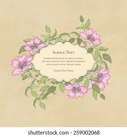Floral frame with dog-rose