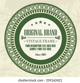 Floral frame in dollar style for retro label design