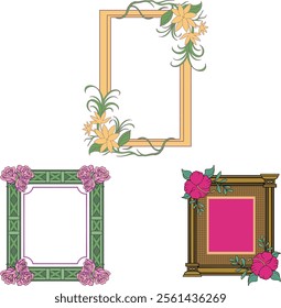 Floral frame doodle vector design