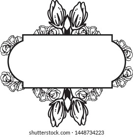 Floral frame with drawing flower, various pattern for card. Vector