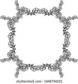 Floral frame with drawing flower, various pattern for card. Vector