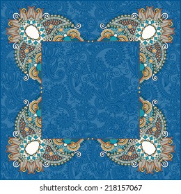 floral frame, ethnic ukrainian ornament on paisley background with place for your text, vector illustration