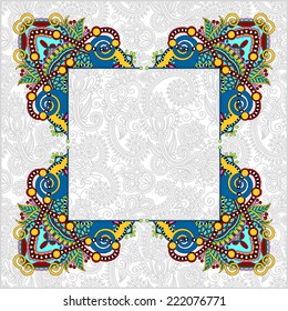 floral frame, ethnic ukrainian ornament on paisley background with place for your text, vector illustration