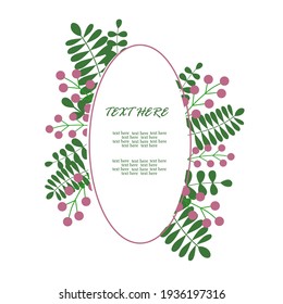 Floral frame for event invitations and congratulations. Save the date. Bride and groom. Vector illustration.