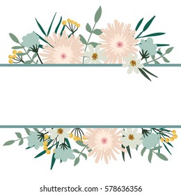 Floral frame. Flower bouquet vintage cover. Flourish card with with place for your text