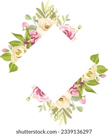 floral frame with flower bouquet , wedding frame, rose bouquet