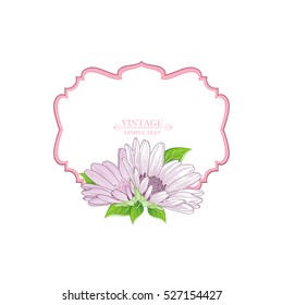 Floral frame with flower chamomile. Element for design. Vector illustration.