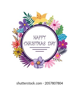 floral frame flower circle with christmas and other day