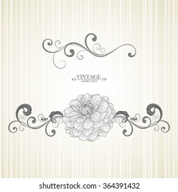 Floral frame with flower dahlia. Element for design. Vector illustration.
